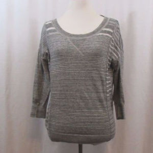 Ann Taylor LOFT Gray Striped 100% Cotton Top S